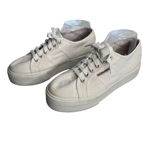 Superga 2790 Platform Sneakers white canvas Traditional Classic Lace Up Womens 8 - Picture 7 of 12